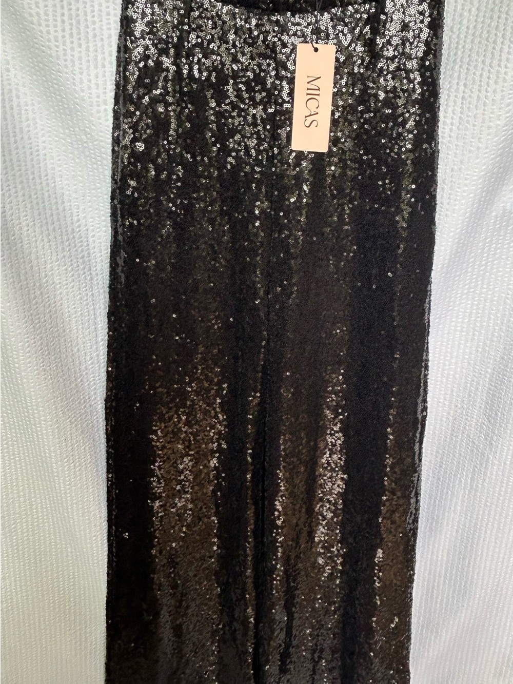 NWT Micas Black Sequin High Rise Wide Leg Party Pants Trousers Size XS - Picture 3 of 12
